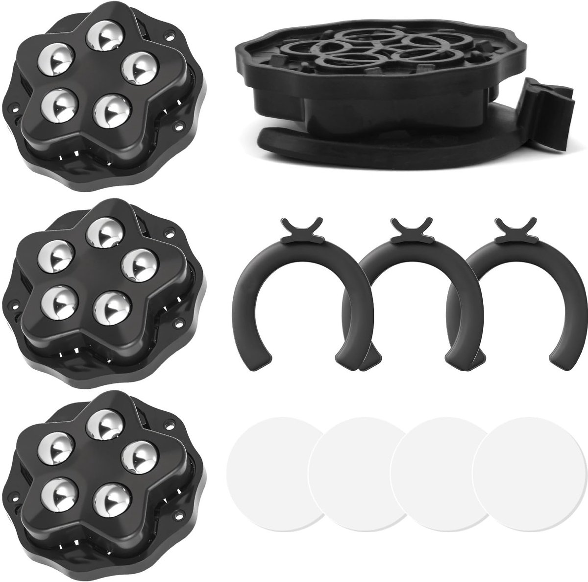 4-Pack Kogelwielen, Zware Meubelwielen, Platte Zelfklevende Wieltjes, Kogelwielen Voor Meubels, Voor Het Vervoeren Van Meubels, Keukenbenodigdheden En Elektrische Apparaten (Zwart)