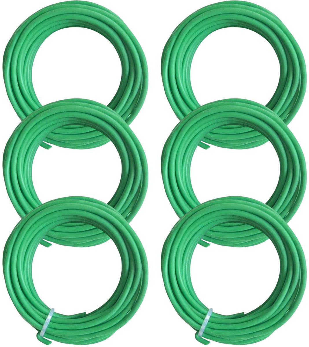 6 stuks bloemendraad, 3,5 mm x 5 m, plantendraad, gegomd, groene tuindraad voor het stylen en beschermen van bloemen, groenten, bomen en tuinieren