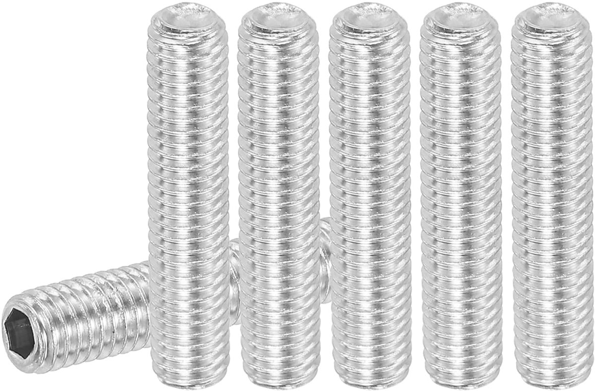 30 stuks madenschroeven M5 x 25 mm, 304 roestvrij staal, madenschroevenset voor deurklinkhouder, meubellampen, waterkraan, reparaties, zilveren binnenzeskant, schroefdraadpennen, schroevenset