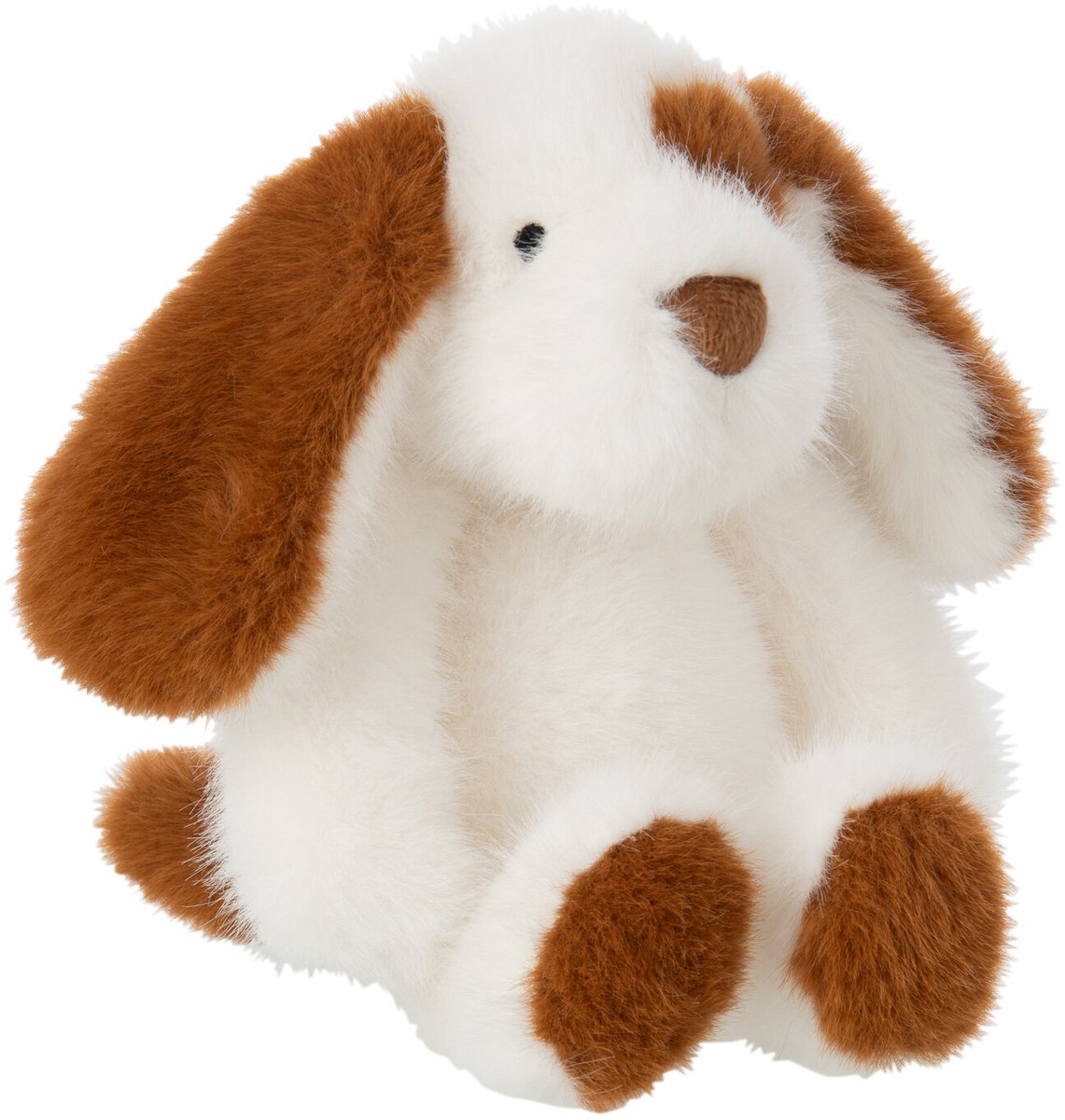 J-Line knuffel Hond - polyester - wit/bruin - small