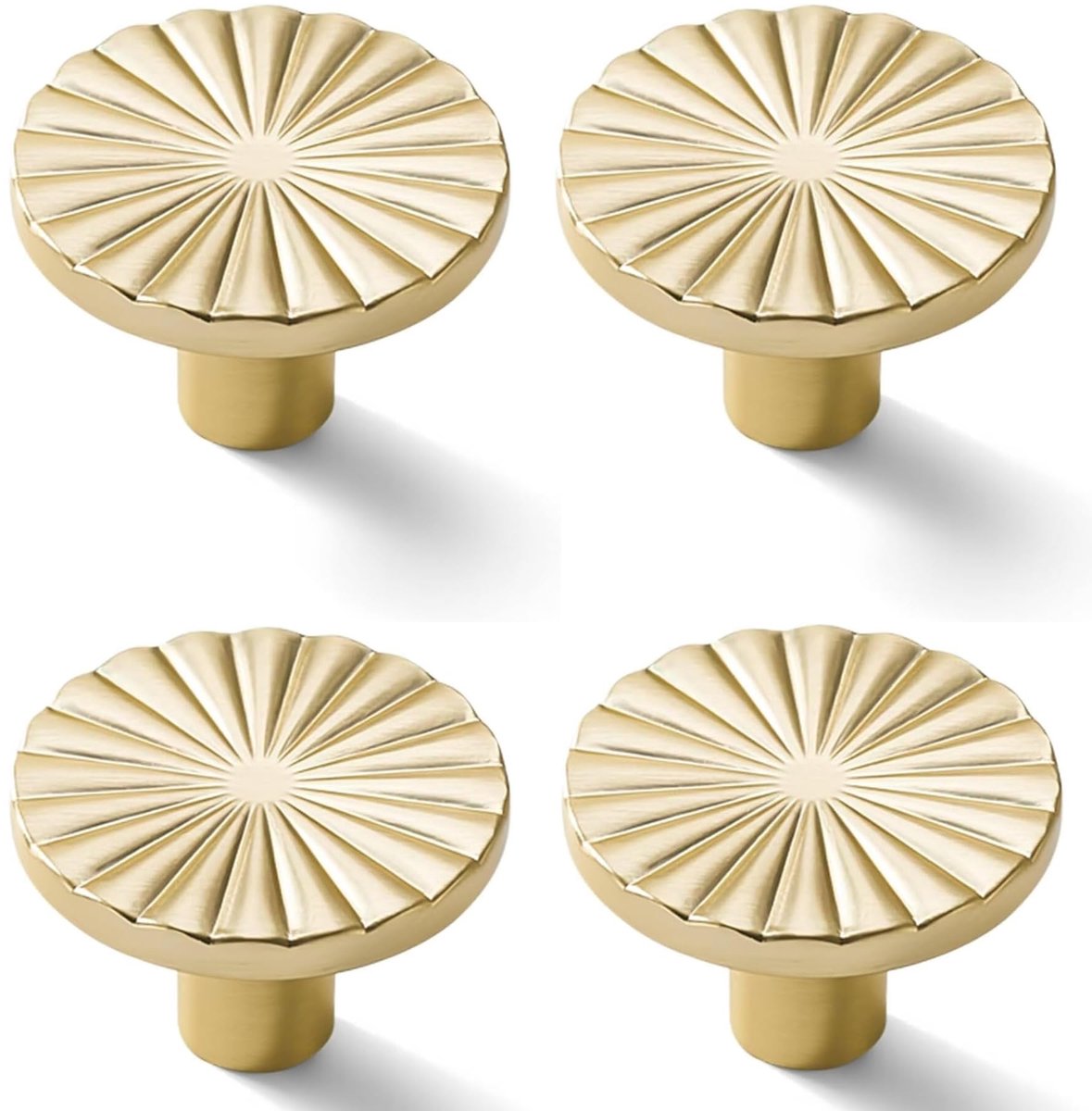4 stuks messing deurknoppen, ronde kastknoppen, kastdeurgrepen met één gat, gouden meubelknoppen, messing kastgrepen met schroeven (K Goud)