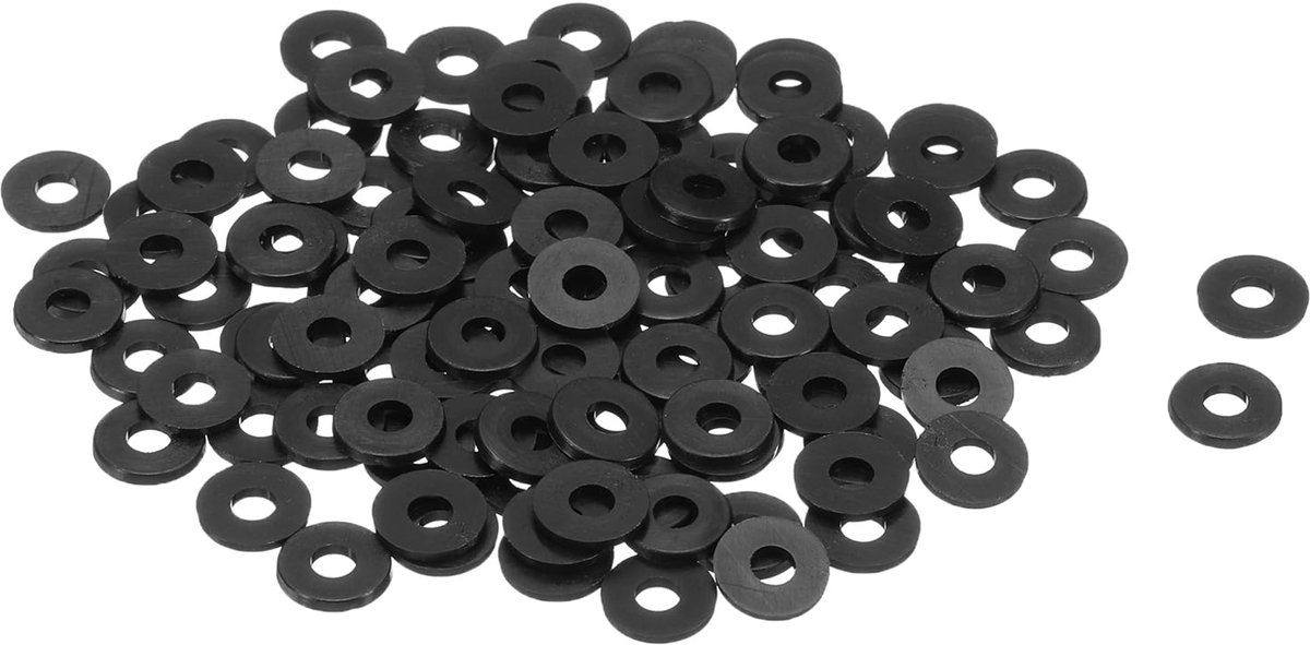 120 stuks M3 nylon platte afdichtingen 3 mm ID 8 mm OD 1 mm dik plain washer grommets kunststof plaat afdichting bevestigingselement afdichtingsring, zwart