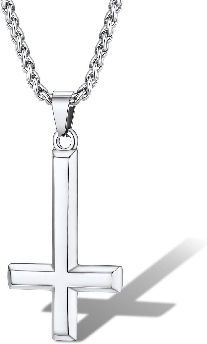 Gepersonaliseerde hanger met Petruskrus, omgekeerde halsketting voor dames en heren, omgekeerde kruisketting, christendom, modesieraad van roestvrij staal, 925 sterling zilver