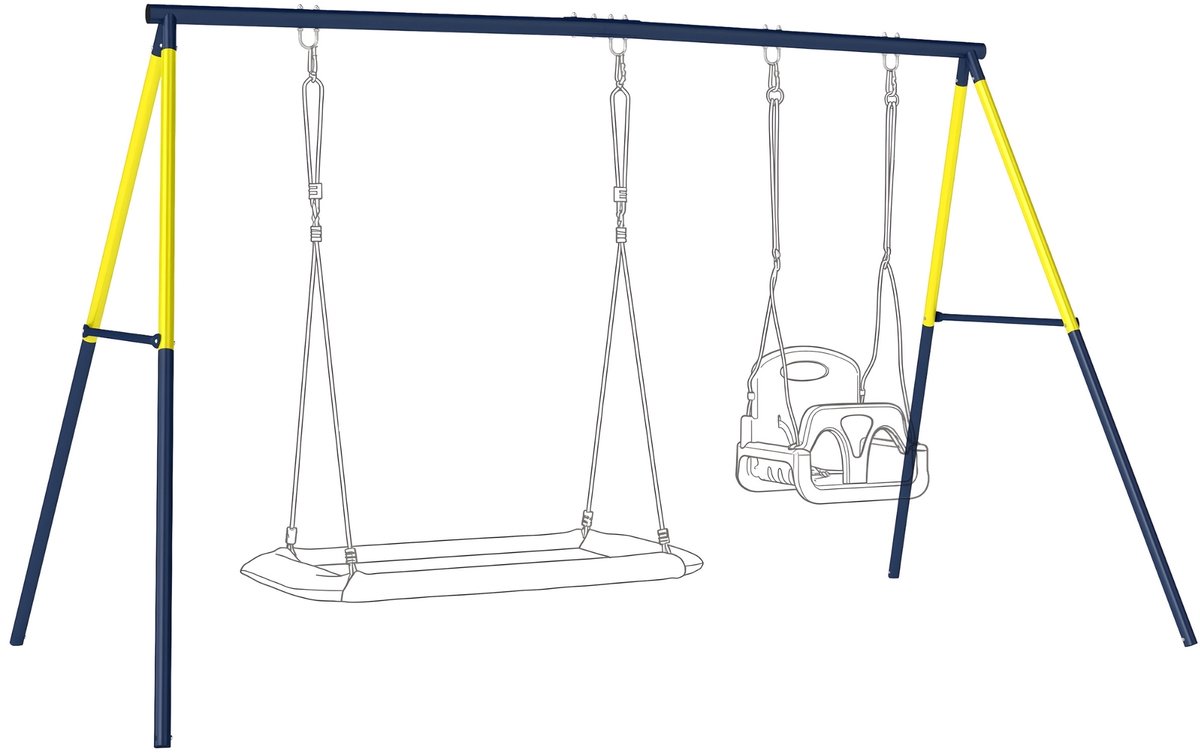 Schommelrek van Staal – Schommel Frame met Klimladder – Belastbaar tot 150 kg – Blauw
