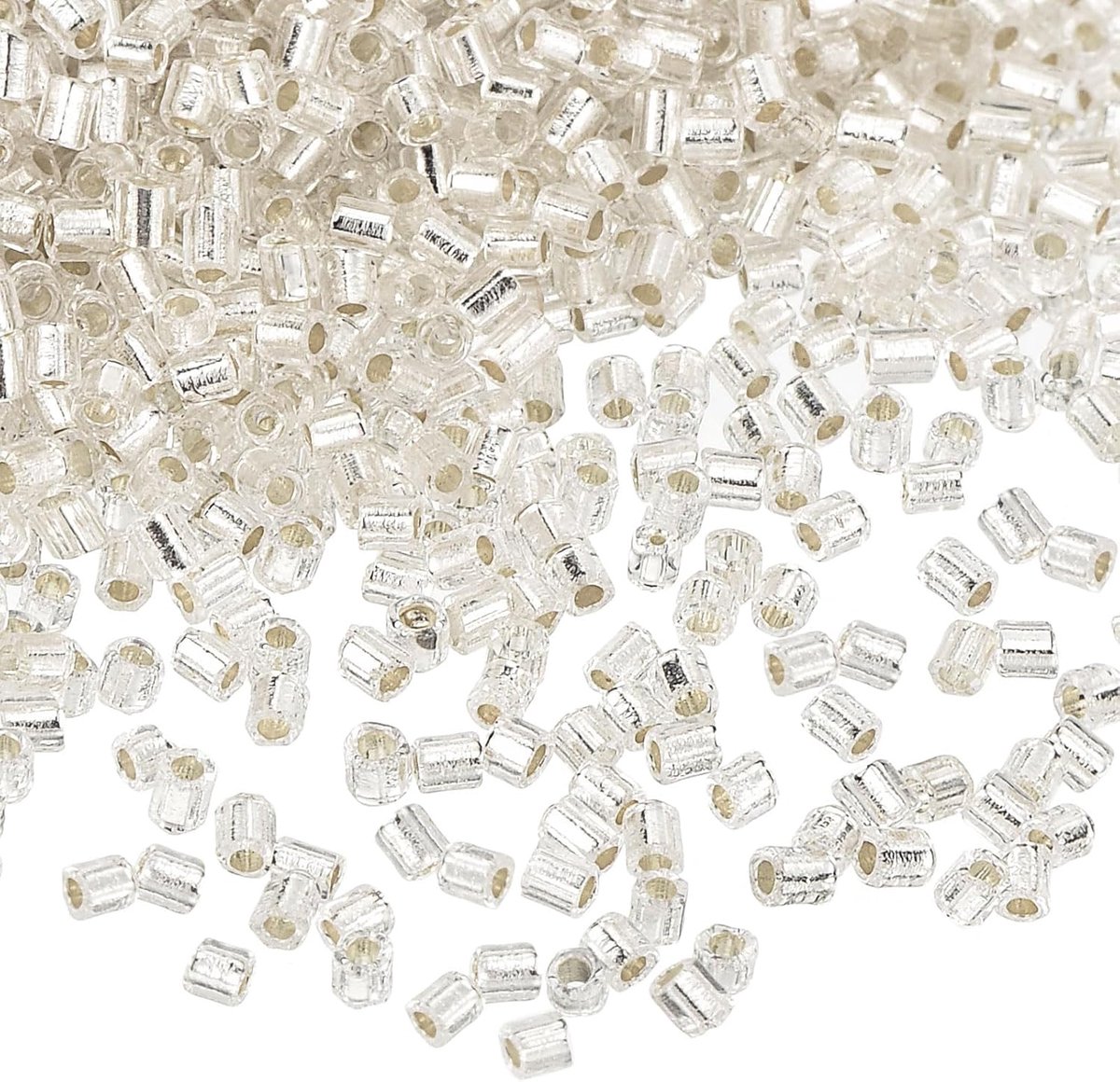 Kralen, 1,5 x 1,5 mm, buiskralen, metalen kralen voor doe-het-zelf oorbellen, halskettingen, armbanden en sieraden maken (zilver)