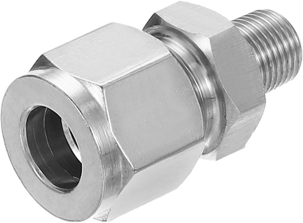 1/8NPT x 10mm 304 roestvrij staal compressie buis montage, dubbele adereindhulzen compressie buis montage rechte adapter aansluiten