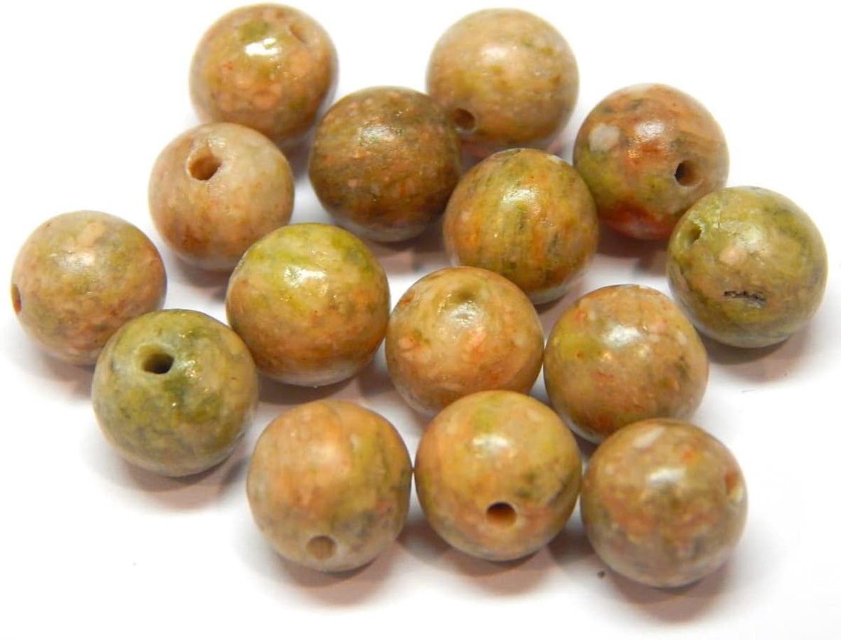 Kralen 8 mm halfedelsteen sierkralen siersteen rond 30 stuks edelstenen kralen met gat om te rijgen (unakit-steen jaspis)