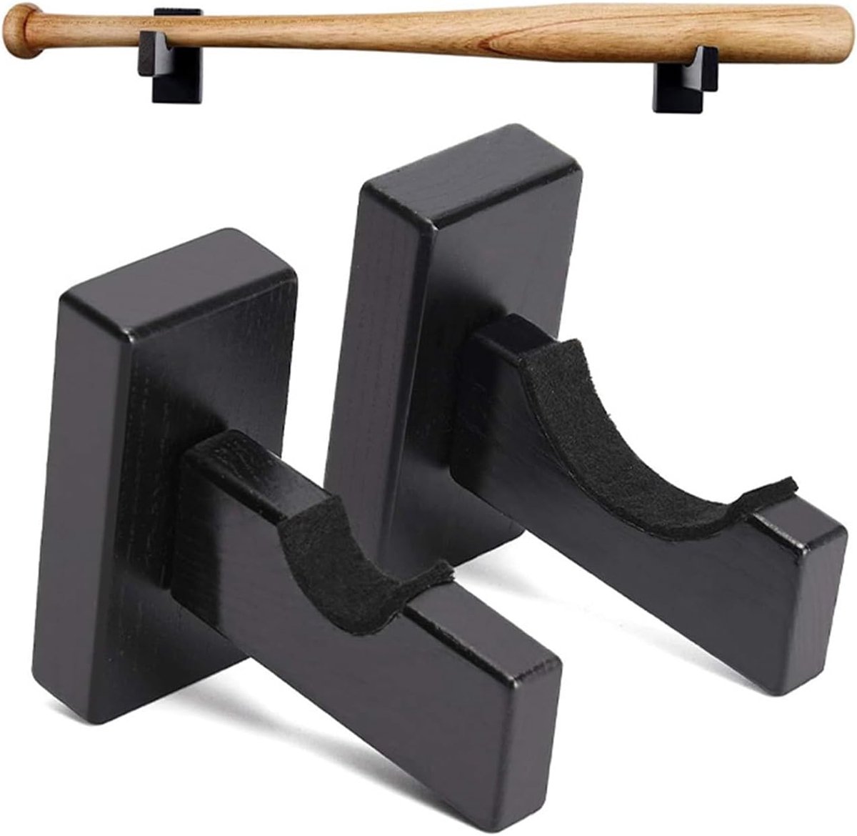 1 paar honkbalknuppel, horizontale houten standaard, display (zwart)