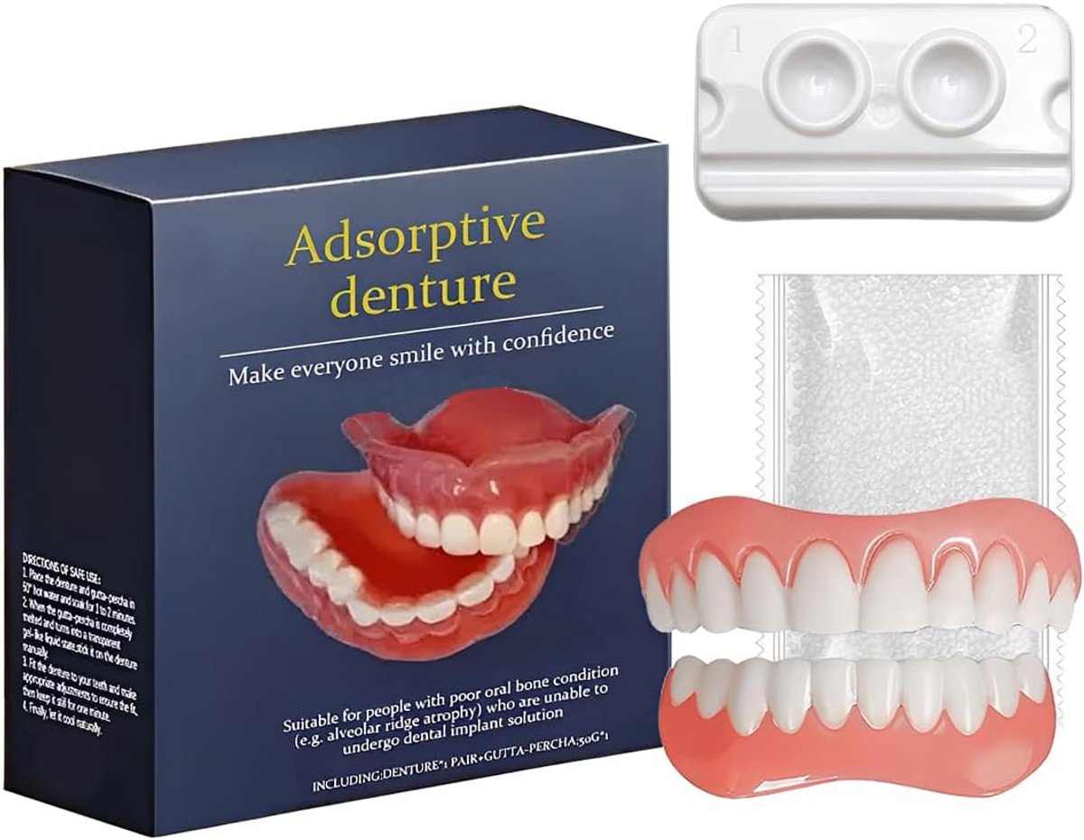 Bovenste en onderste tandprothese met mengplaat, antislip fineerset voor het repareren van glimlachen, 1 verpakking