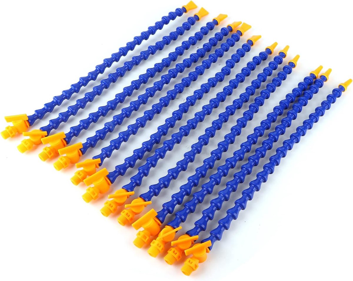 Water-olie-koelslang met 1/4 schroefdraad, 12 stuks, rond mondstuk, verstelbare kunststof koelbuis voor CNC-machines, freesmachines, draaimachines, hydraulische