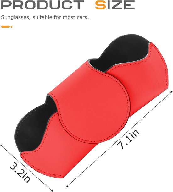 Zonnebrilclip Auto - Brilhouder Vizier - Veilig Rijden - Leer Afwerking - Universele Pasvorm - Rood — afbeelding 2
