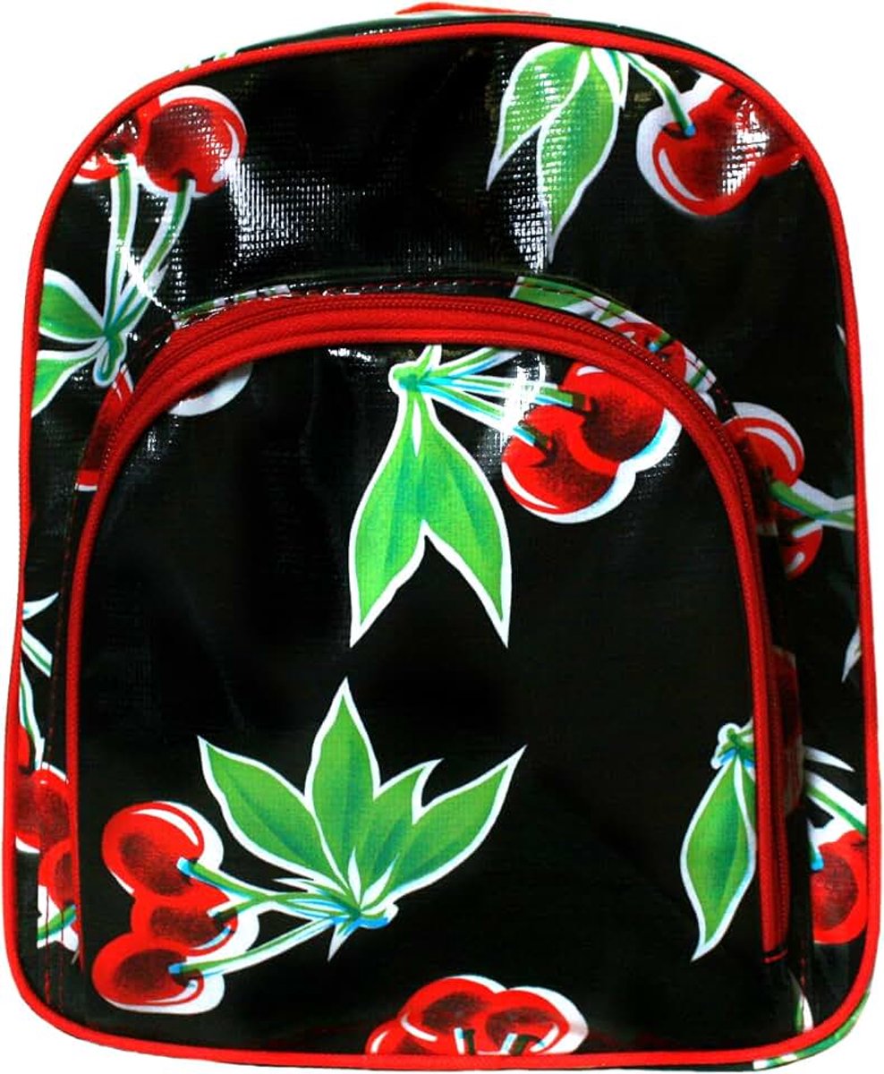 Kinderrugzak Kitarugzak Babyrugzak Backpack Cerezas zwart waterafstotend wasdoek, handwerk, meisjes, kinderen, 2-6 jaar