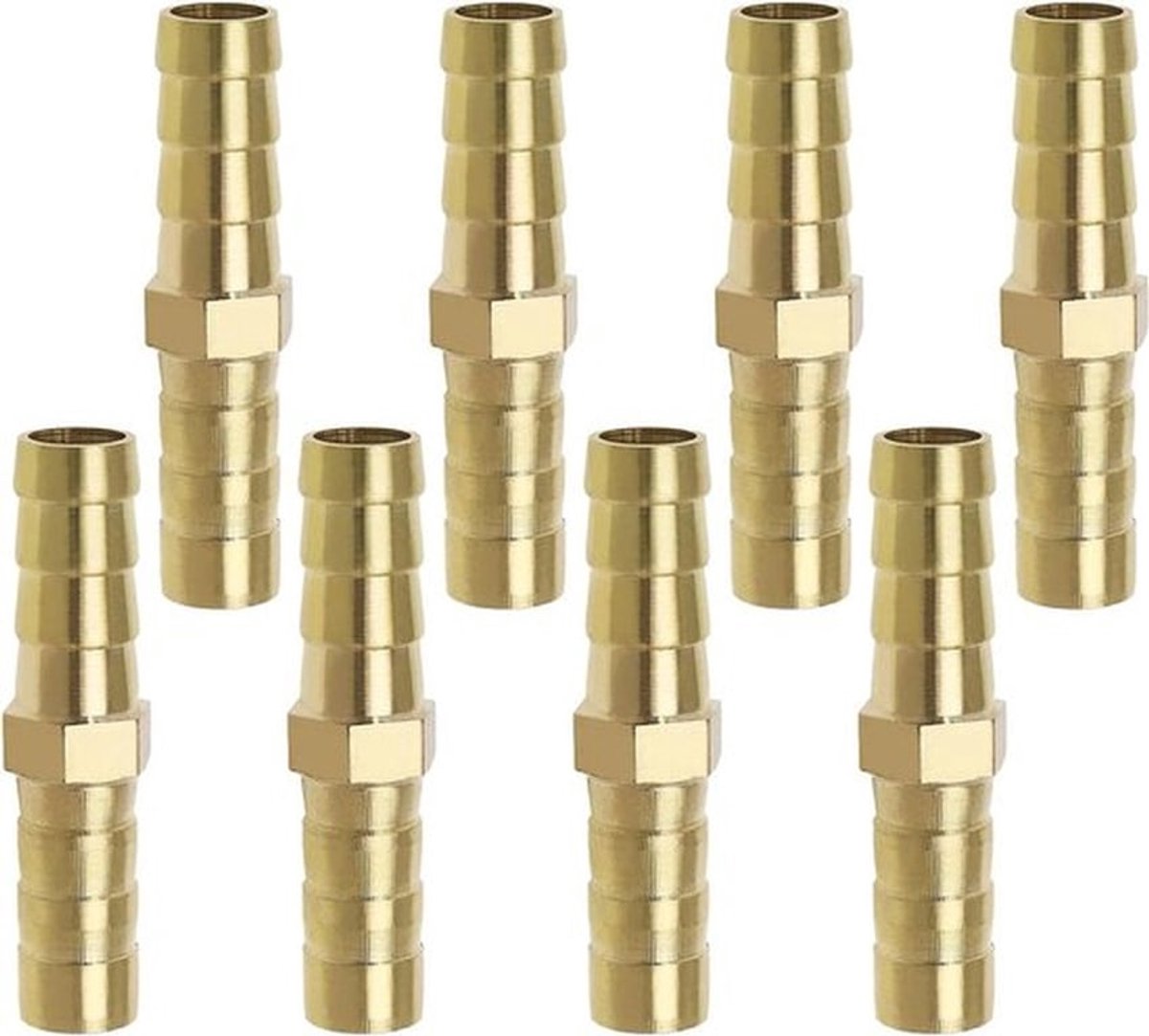 slangkoppelingen - 8 mm - messing - connector - brandstofslangaansluiting - luchtslang - waterslang - brandstof - olie - geschikt voor diverse slangen - messing - 8 stuks