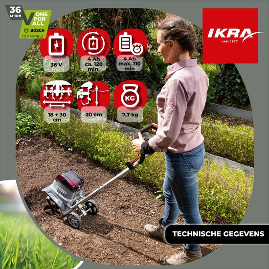 IKRA Bosch 36 V accu-tuinfrees IB-TC 36, verstelbare werkbreedte van 19 tot 30 cm, incl. 36V accu (4,0 Ah) en oplader — afbeelding 5
