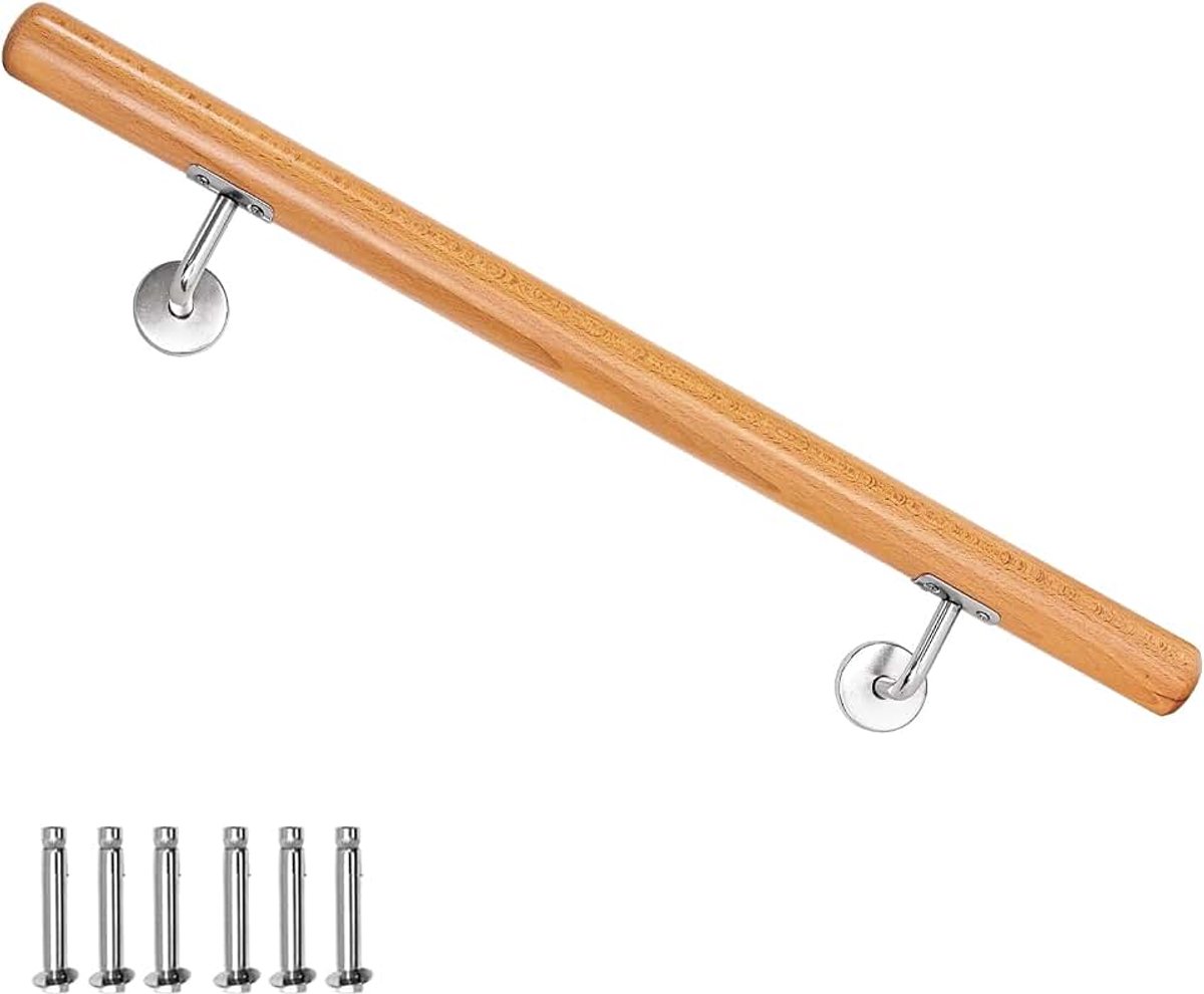 Leuning van beukenhout, 70 cm, voor trap, wandleuning, wandleuning aan de wand, zijdelingse montage
