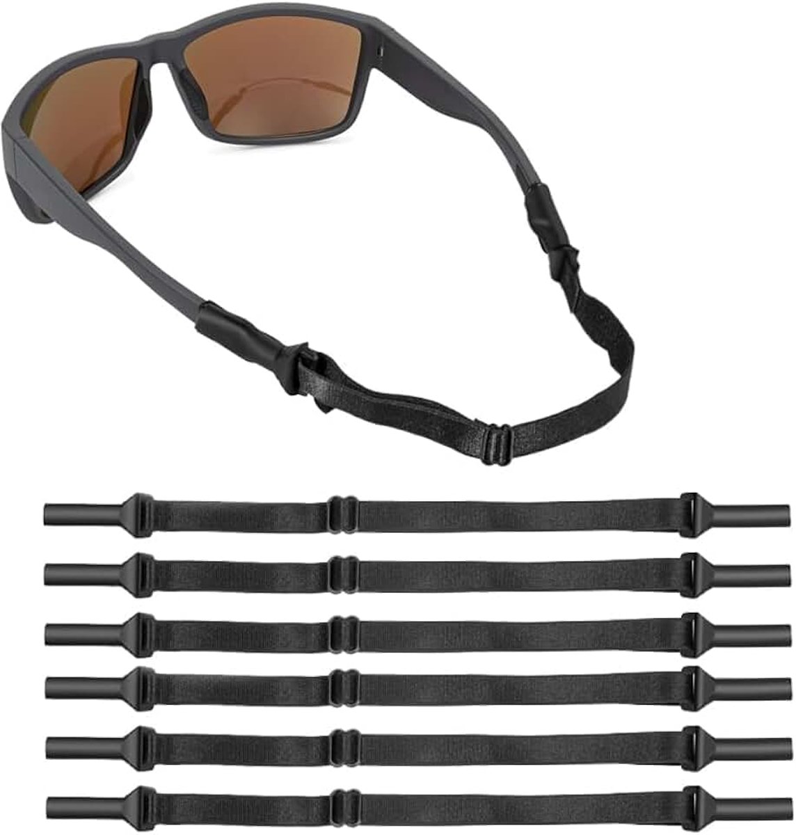 6 stuks, verstelbare sportbrilband, stabiel en antislip, geschikt voor verschillende sporten, brilbanden voor heren en dames, voor alle hoofdomtrekken