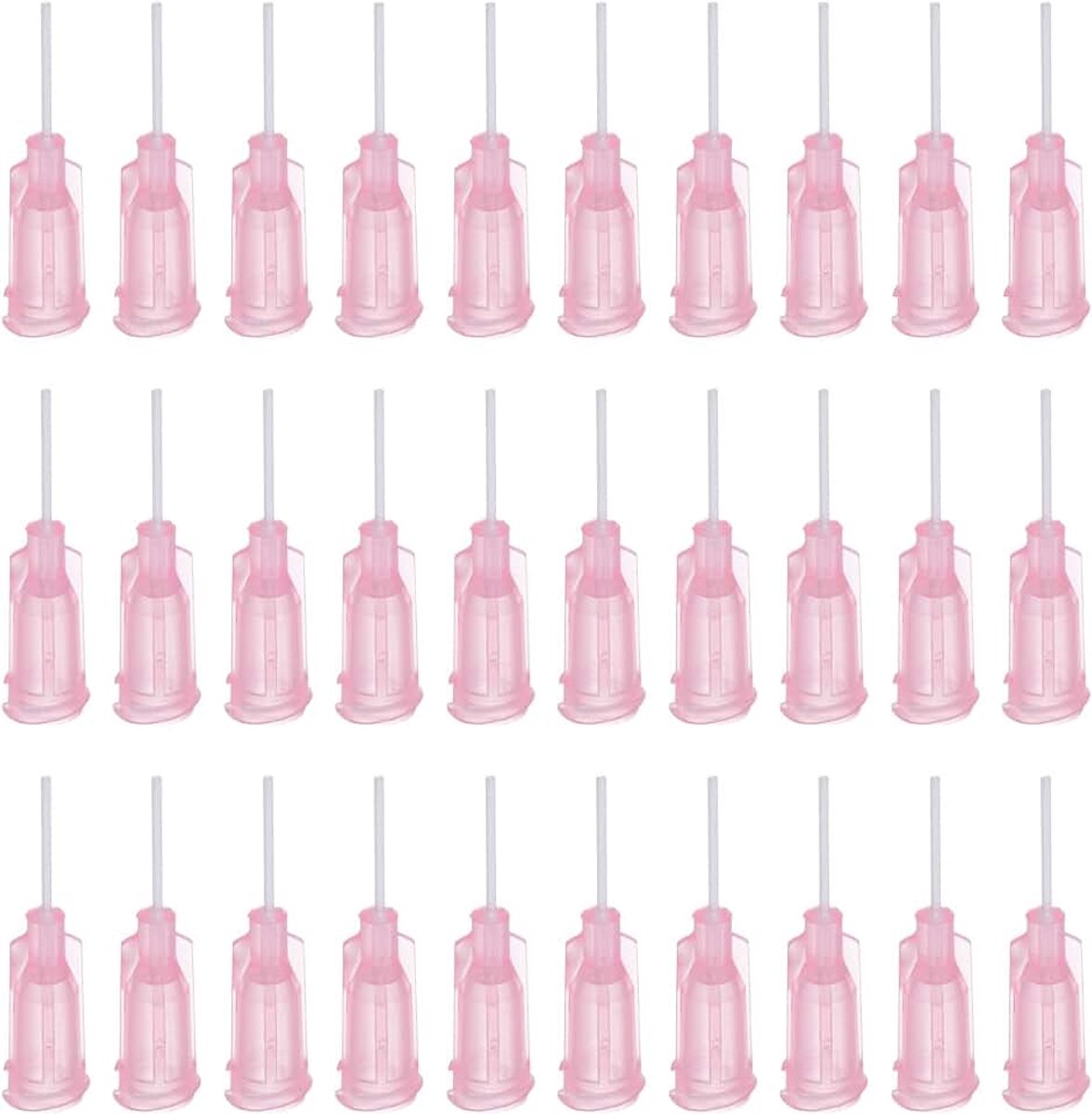 100 stuks 20 G kunststof dipenseernaalden met luer-slot, 1/2 inch PTFE-naaldbuis, PP hittebestendige kunststof stomppunt voor vloeibaar lijmpistool, roze