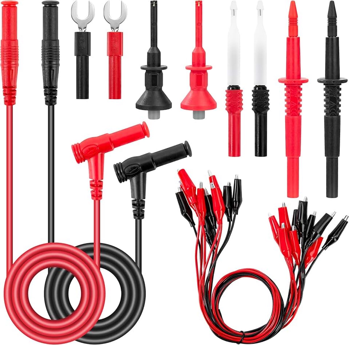 Testkabel voor multimeter met krokodillenklemdraden testhaak naaldsondes U-stekker voor digitale multimeter 20 stuks