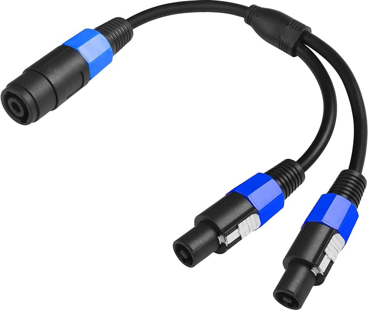Speakon-splitterkabel, 1 bus naar 2 stekkers, Y-splitter, audio-luidsprekerkabel voor DJ/PA-luidsprekers, koperen kabel met draaisluiting, 3 meter