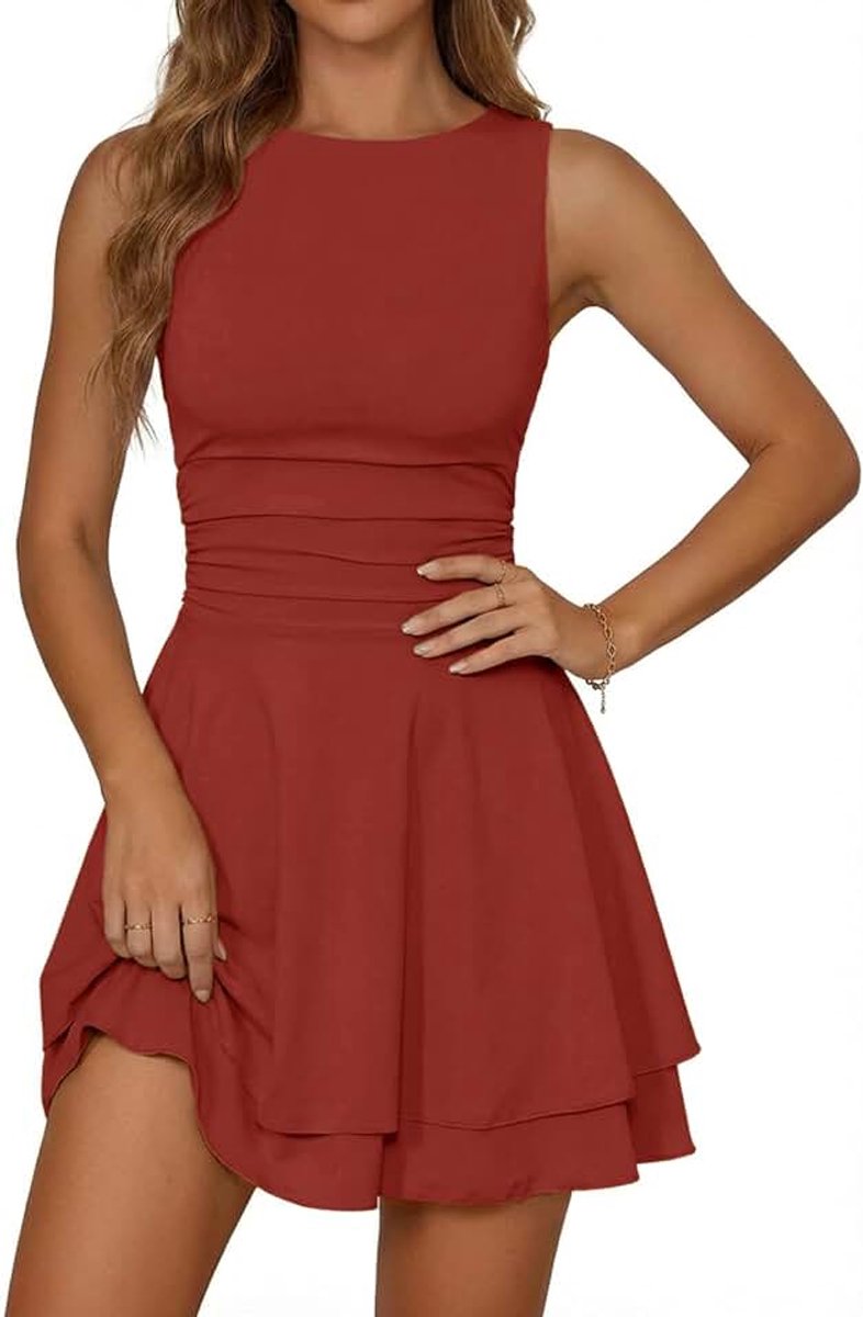 Bell Damesjurk met lange mouwen, vierkante hals, ruches zoom, korset, mini-jurk, geplooide taille, feestjurk