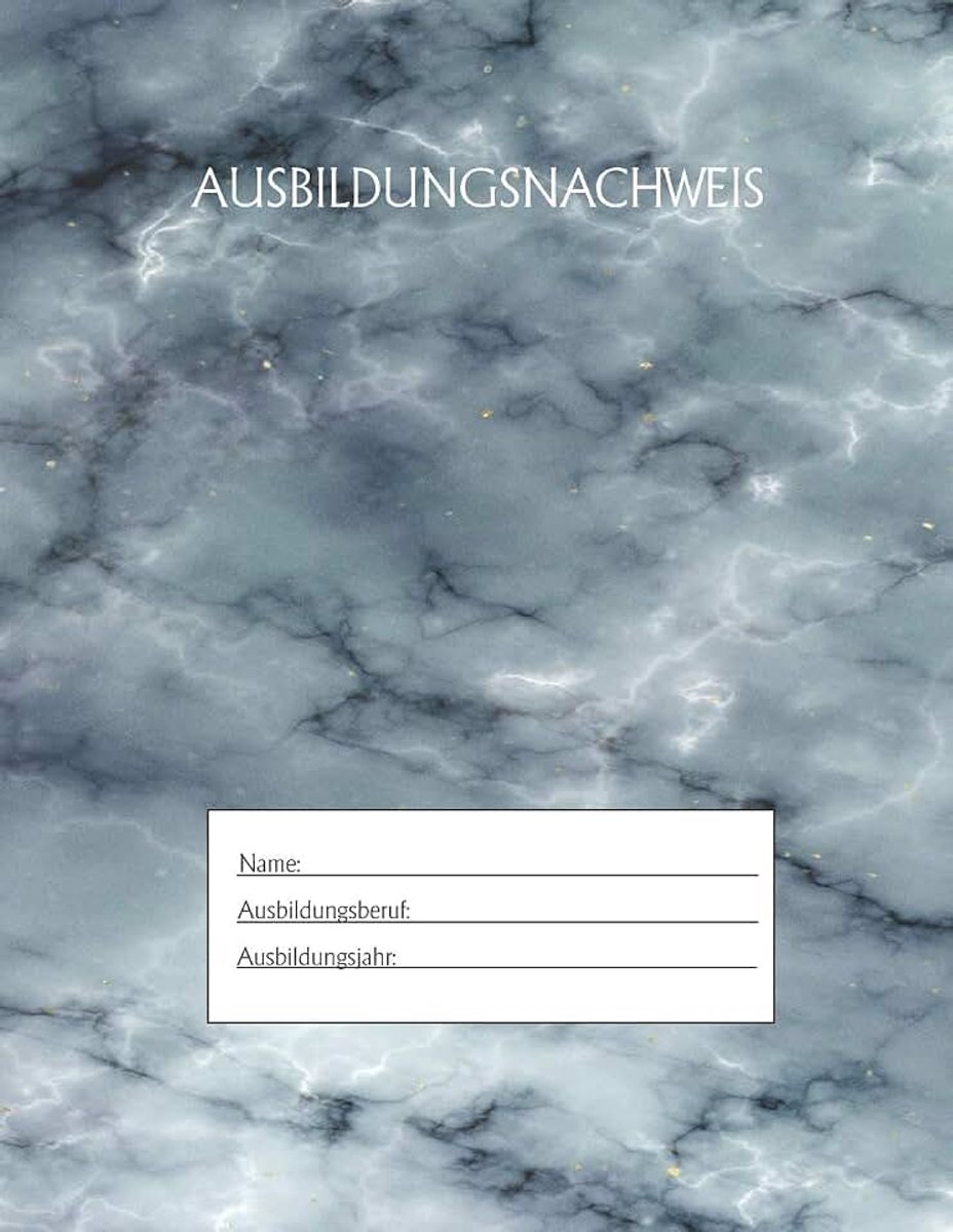 Berichtsheft Ausbildung / Ausbildungsnachweisheft täglich/wöchentlich / ausreichend für 1 Lehrjahr / 1Woche je Seite/ Montag bis Sonntag / Motiv Marmor blau
