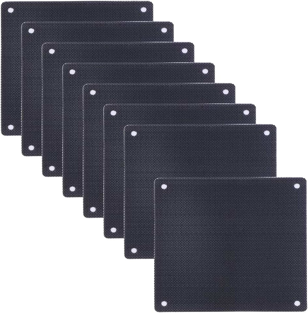 8-delige 12 * 12 cm PC-ventilator stoffilter gaas stoffilter ventilatorfilter PC-koeler filter zwart stofdichte kast cover