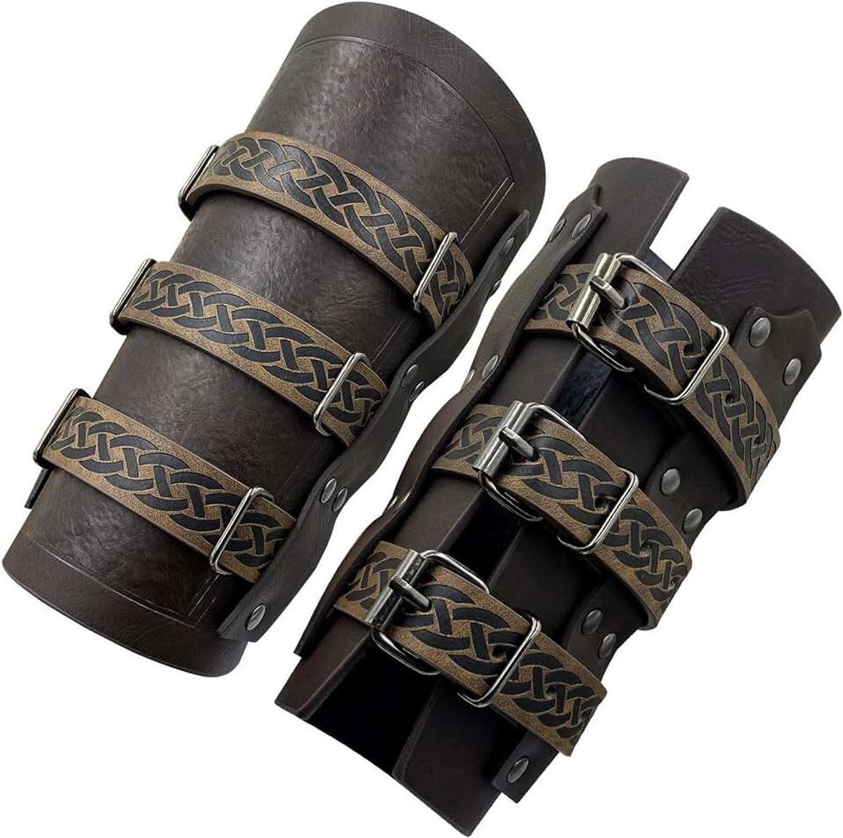 1 paar middeleeuwse polsband van imitatieleer, middeleeuwse armbeschermer, renaissance armor bracers, viking ridder brede beugel