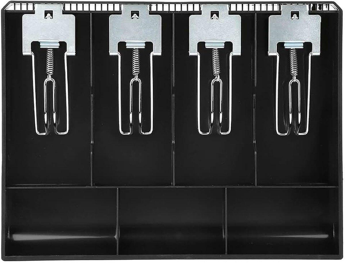 Kassa met Metalen Clip, Hoogwaardig ABS-materiaal, Geclassificeerd Contant Geld en Munten, Handig in Gebruik (BLACK)