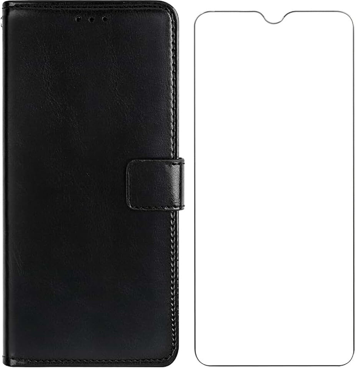 Beschermhoes voor Doogee S118 Pro (6,58 inch), gehard glas, displaybescherming, standfunctie, klaphoes en flip siliconen, beschermhoes voor Doogee S118 Pro, zwart