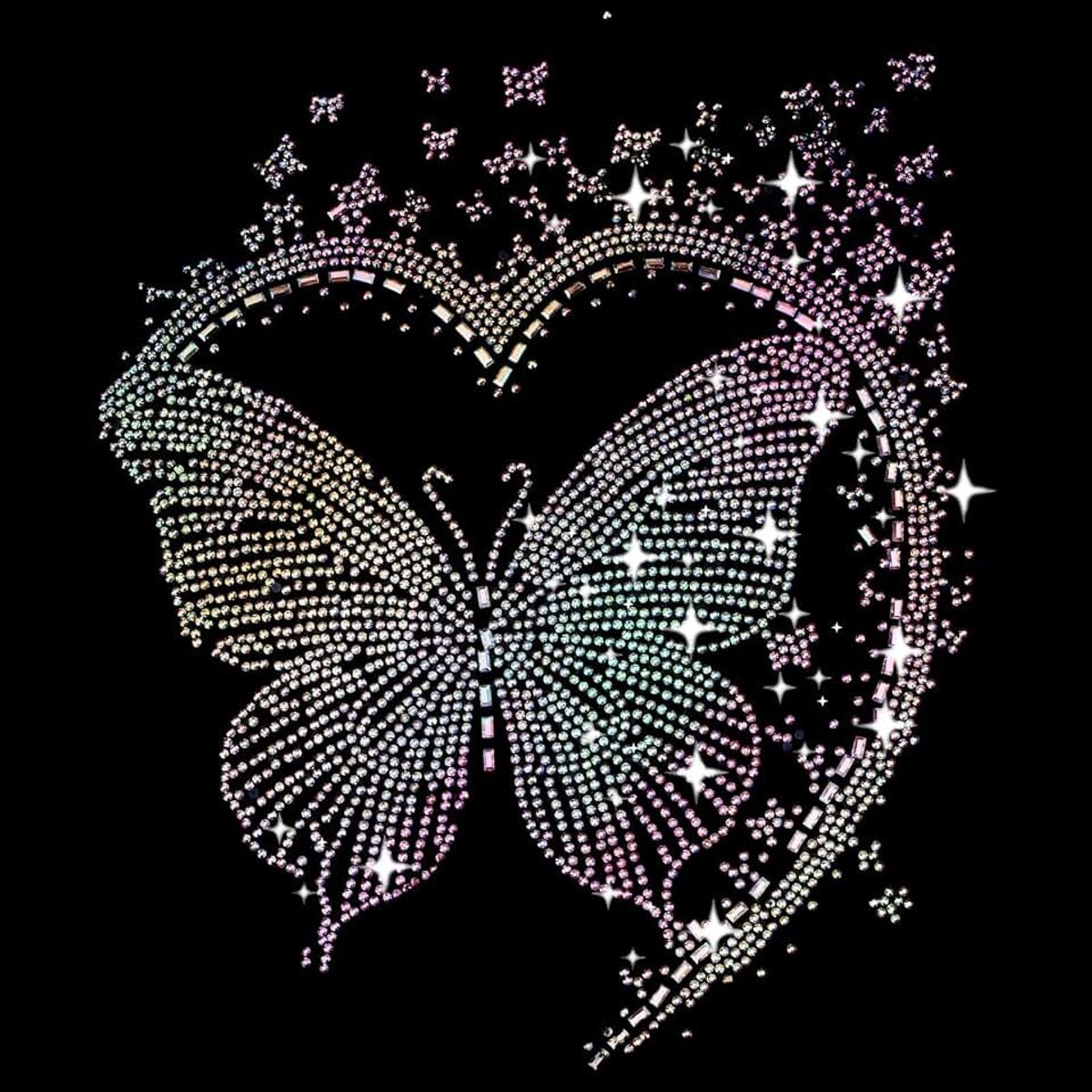 Transfer Vlinder Hart 18 x 20 cm Kristal Appliques Opstrijkbare AB Color Transfers Opstrijkbare Strass Glanzende Strassteentjes voor Trouwjurken maken