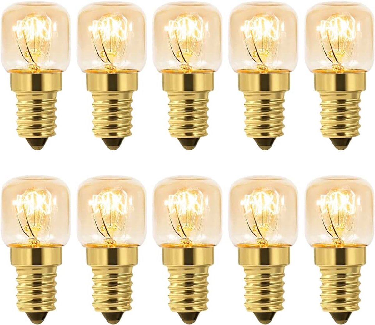 Ovenlamp Dimbaar 230V, T22 Zoutlamp, SES E14 Oven Lamp, 2700K Warmwit, 160 Lumen, Hittebestendig tot 300 Graden, voor Oven, Grilloven, Zoutlamp, Magnetron, Koelkast, 10 Stuks