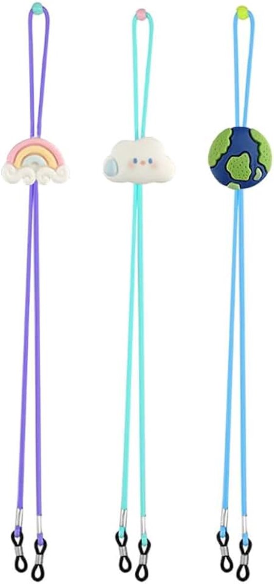 Set van 3 brilbanden voor kinderen, verstelbare sportbrilband, universeel voor zwemmen, outdoor, sportbril, antislip en comfortabele brilband voor jongens en meisjes