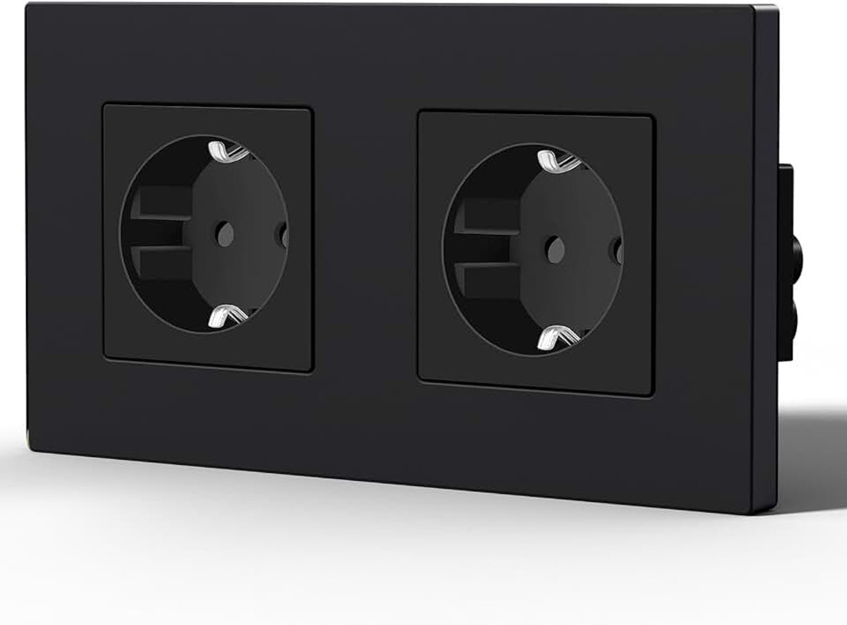 Stopcontacten - Prese da Incasso Standard, Presa di Corrente, Sicurezza per Bambini, Facile da Installare,2 Socket-157mm,Zwart