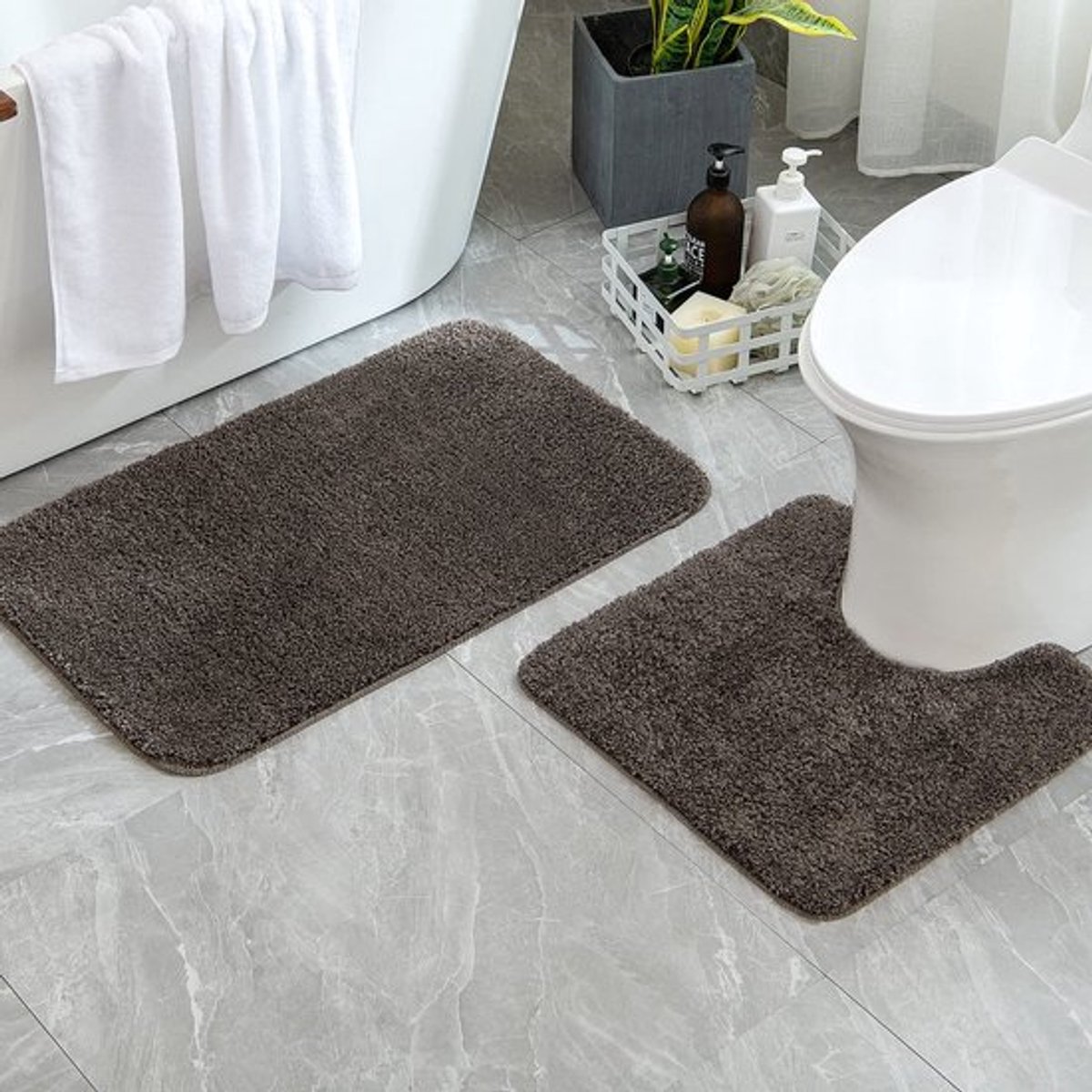 Badmat - Antislip - Absorberend - 60x90 cm - Douchemat - Geschikt voor badkamer en keuken - Koffie