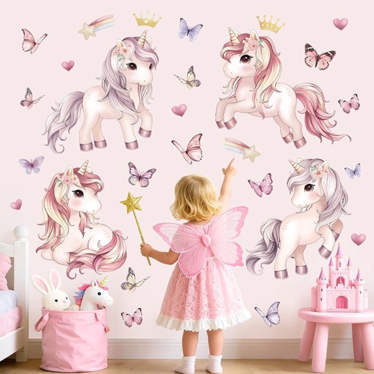 Wandstickers - Unicorn - Makkelijk te Plakken - Multicolor - Kinderen - Decoratie - Meisjeskamer