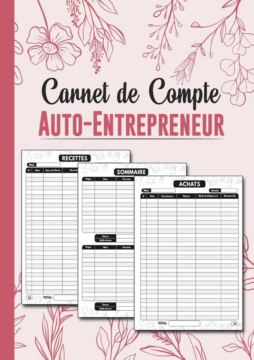 Cahier De Recettes Auto Entrepreneur: Recettes Et Dépenses Carnet De Compte Micro Entreprise Livre De Caisse Simple Registre De Comptabilité Avec Plus De 3300 Entrée Possible (Texte Doré)