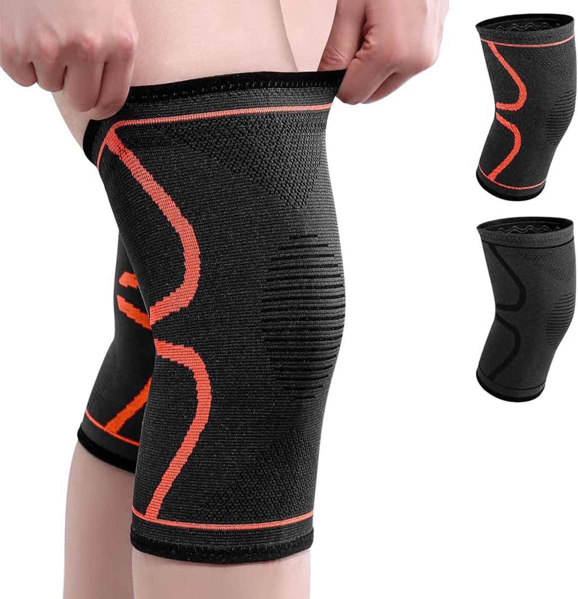 Kniebrace Mannen Vrouwen Compressie Stabiliteit Knie Ondersteuning voor Gewrichtspijn Meniscusscheur Artritis, Blessures Antislip Ademende Kniebrace voor Sporten Hardlopen Joggen, Set van 2