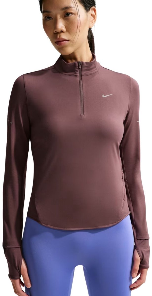 Nike Dri-FIT Swift Longsleeve Half-Zip Dames – Ademend Hardloopshirt met Lange Mouwen – Lichtgewicht Running Top voor Training & Hardlopen Rood