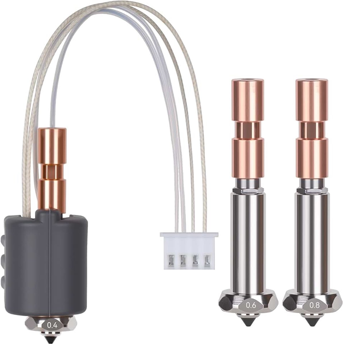 Kobra 3 Max Hotend Bi-Metaal Extrudervervanging met 0,4/0,6/0,8mm Quick-Swap mondstukken van gehard staal en siliconen afdekking Compatibel met Anycubic Kobra 3 Max/Combo 3D-printer