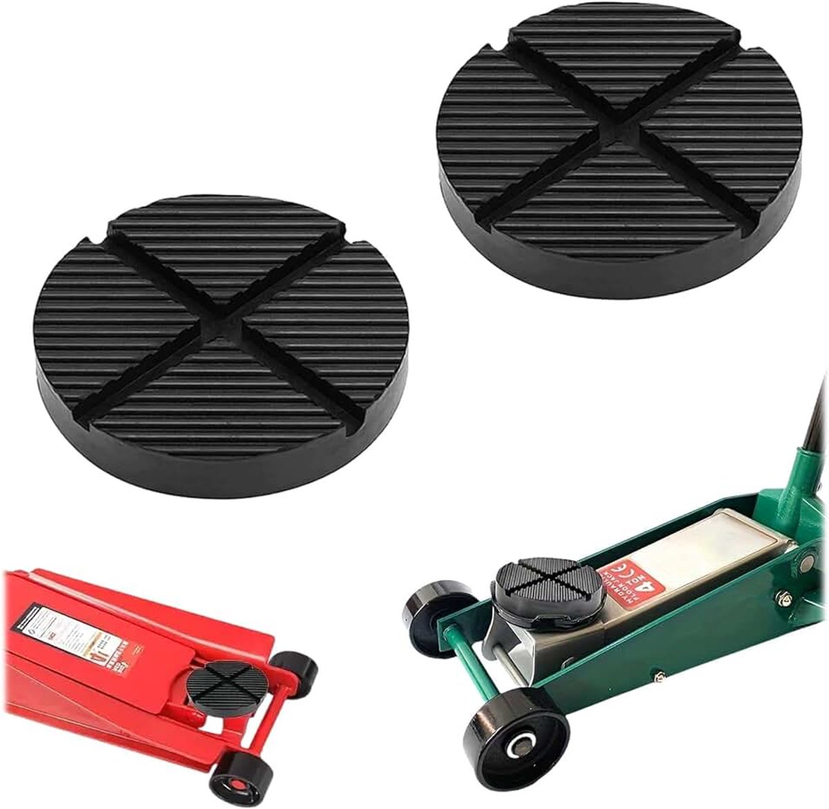 2 stuks universele rubberen glijders 125 x 26 mm voor autokrik, houder 100 mm voor hefbeugel