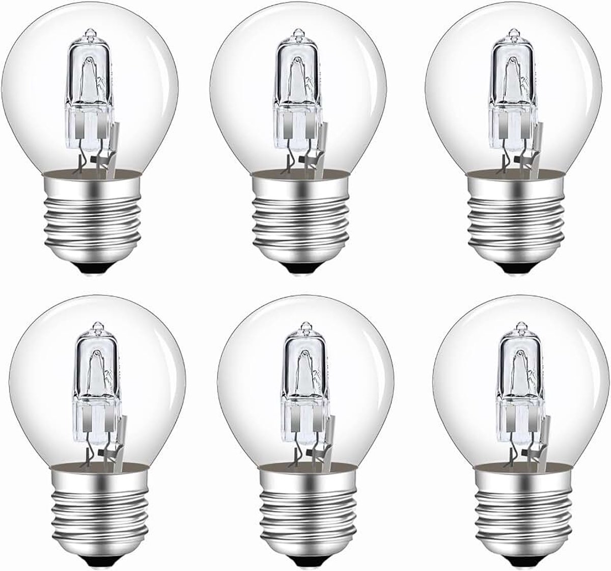 Lamp E27 28 W dimbaar, transparant, Golf G45 lamp voor woonkamer, hal, slaapkamer, warmwit 2700 K, AC 230 V, 6 stuks