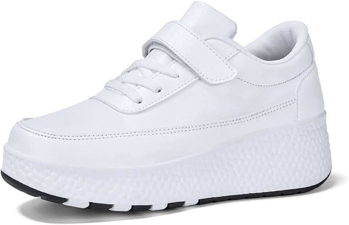 Rolschaatsen voor jongens en meisjes met 4 wielen Verstelbare skateboard schoenen voor jongeren Schoenen met wielen, Wit 30 EU