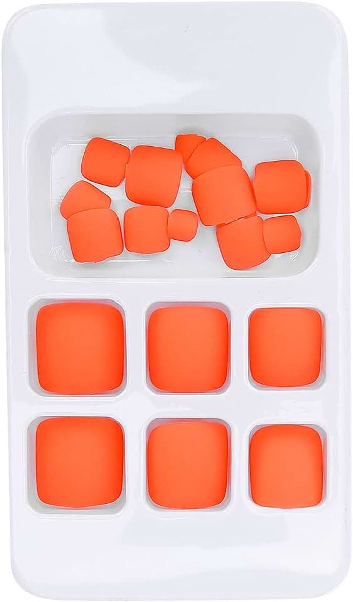 24 stuks effen kleur kunstnagels korte vierkante nep-teennagels kunstnageltips voor vrouwen meisjes (F156)