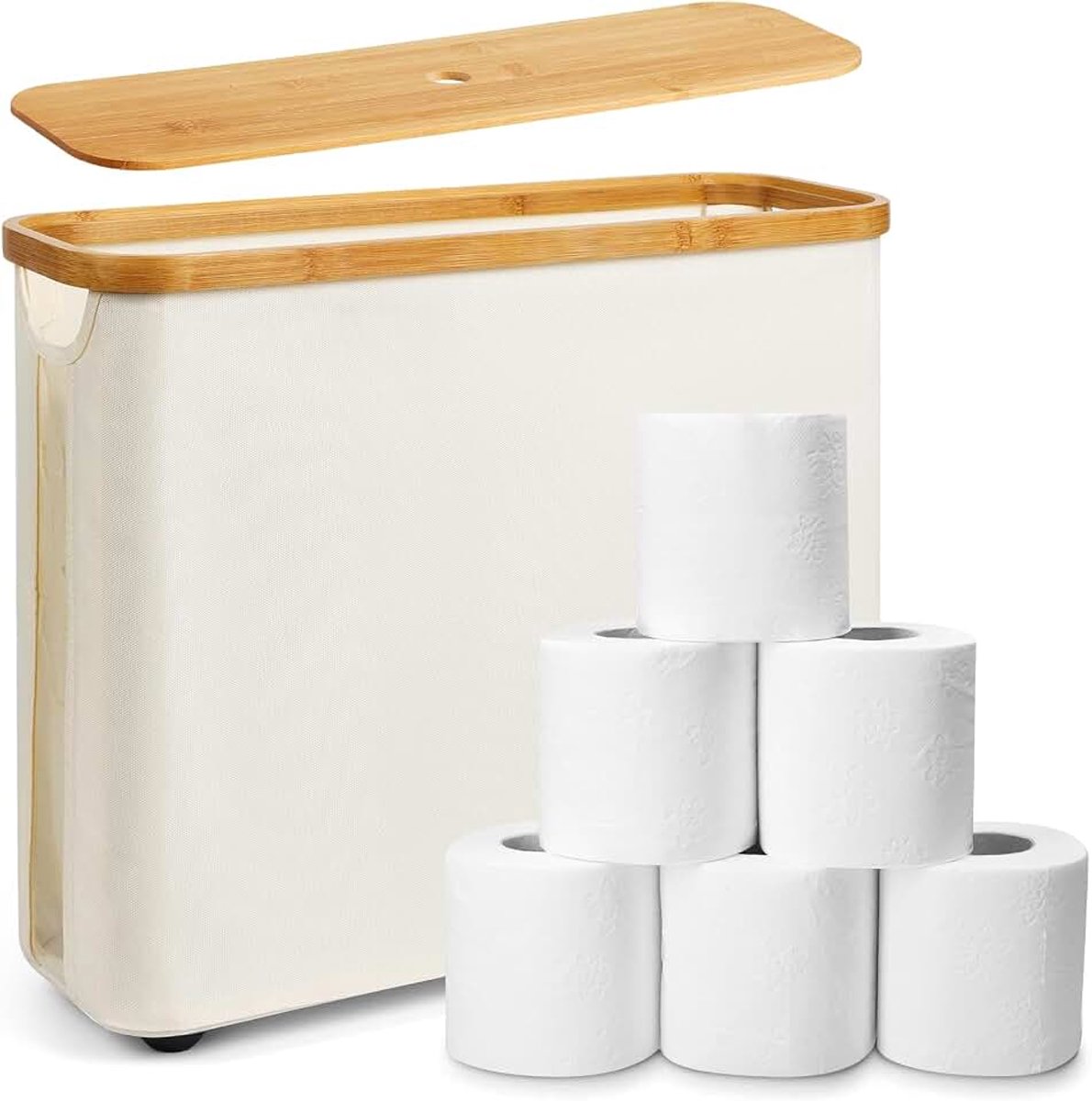 Opbergmand, bamboe badkamer organizer, toiletpapier container met deksel, LUOJINYI toiletpapier opslag, toiletpapier opslag, toiletpapier opbergmand met deksel