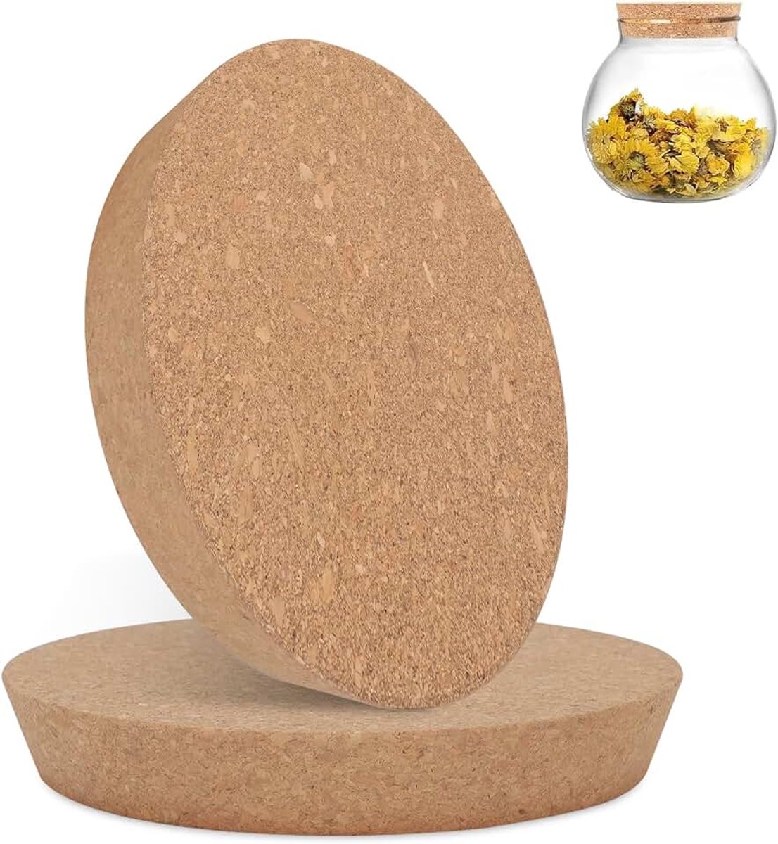 Conische kurkstop, 2 stuks, 13/14/15/18,5/20 cm, natuurlijke zachte houten stop, kurkdeksel voor glazen flessen, wijnflessen, karaffen, keramiek, 3 cm dik (140 x 120 mm)