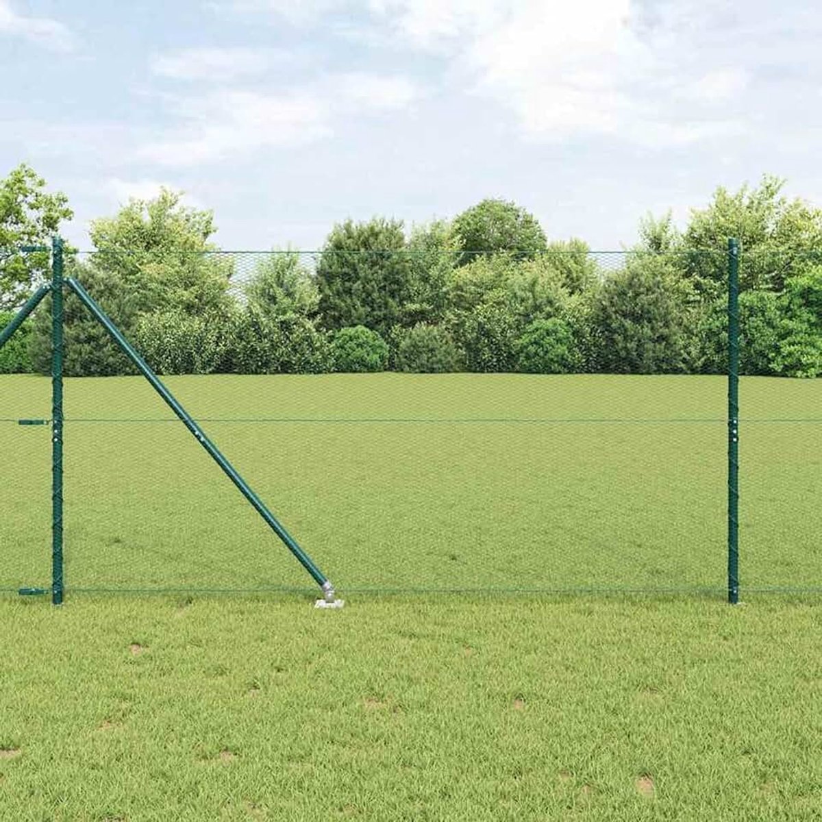 Zeshoekige omheining groen, 1,4 x 25 m, hekpalen met punt, 13 stuks, Ø 32 mm, 160 cm, verzinkt staal, stabiele stalen palen voor tuinhekken, landbouw, wilgennetten, kippendraad 3353102