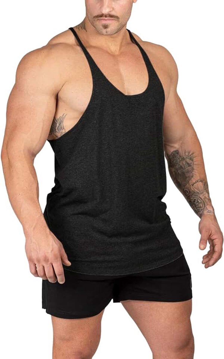 Bodybuilding tanktops Low Cut Off GYM Workout Training Stretch Polyester Sneldrogende T-shirts