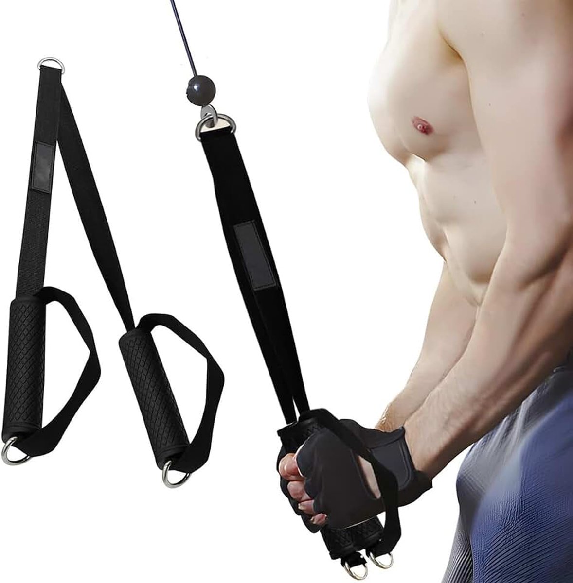 Triceps-kabel, voor pompen, zittend gezicht, antislip, voor professionele gymnastiek, verlengbanden, triceps-touw