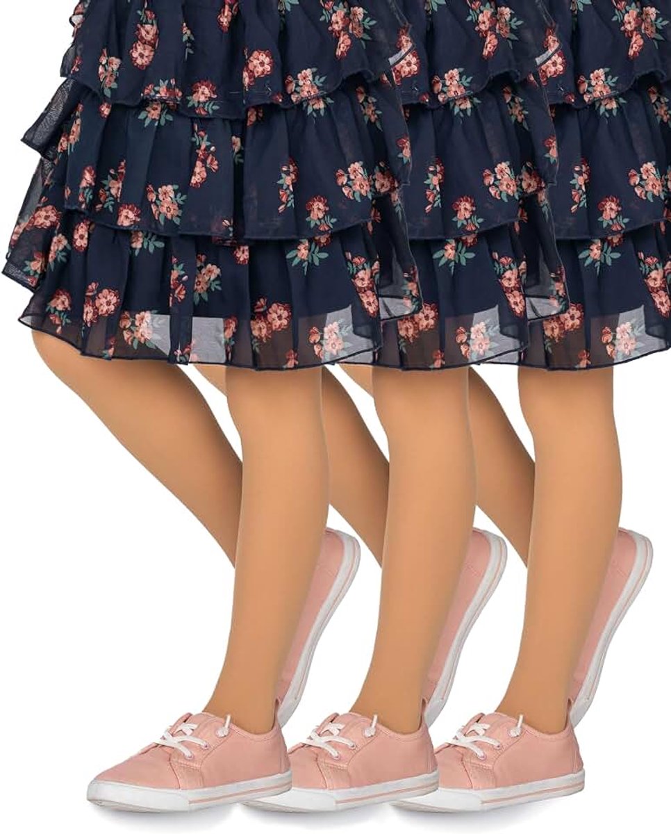 Looksy Set van 3 ondoorzichtige panty voor meisjes, 40-DEN, zachte microvezel, voor kinderen, casual, dans, school, ballet, 3-12 jaar
