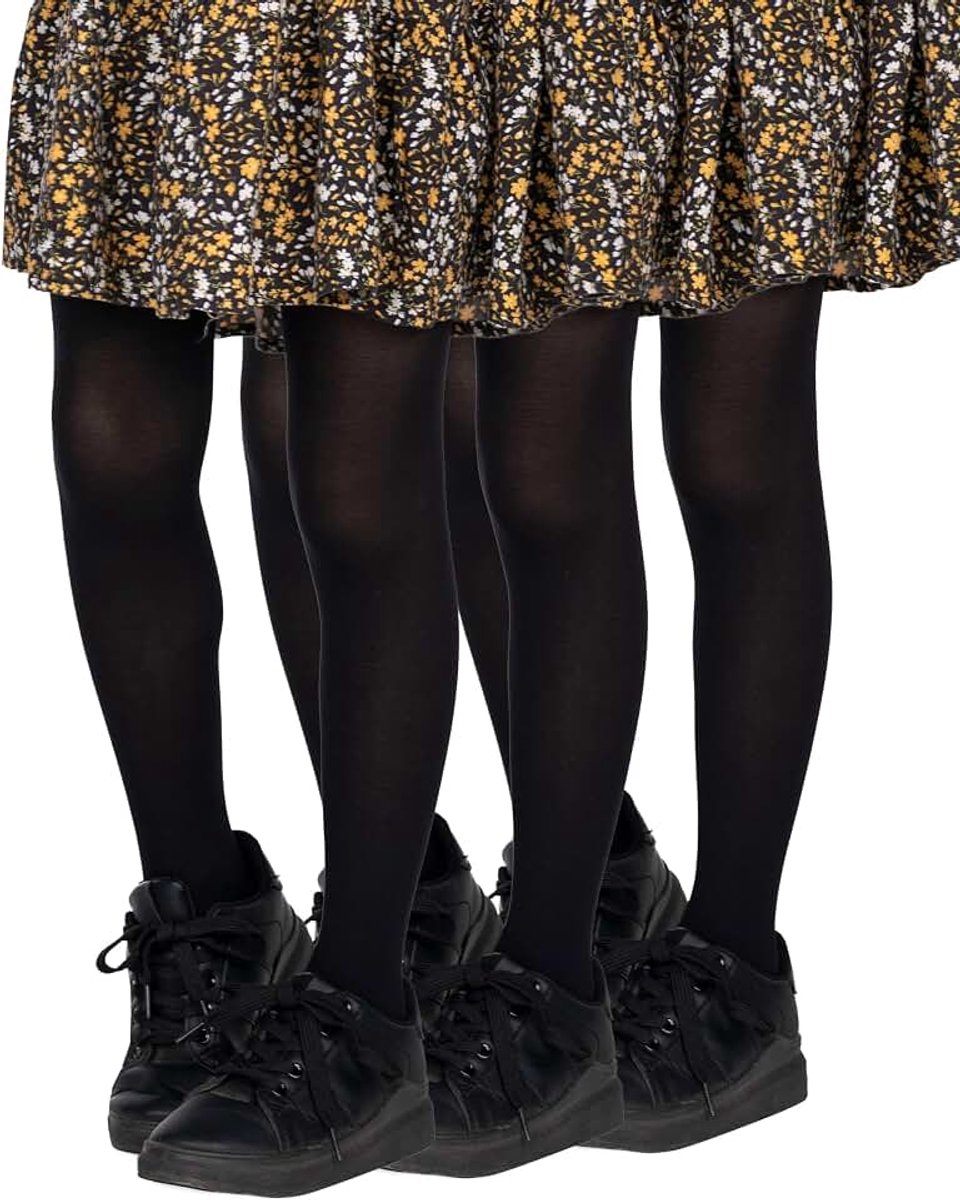 Looksy Set van 3 ondoorzichtige panty voor meisjes, 40-DEN, zachte microvezel, voor kinderen, casual, dans, school, ballet, 3-12 jaar